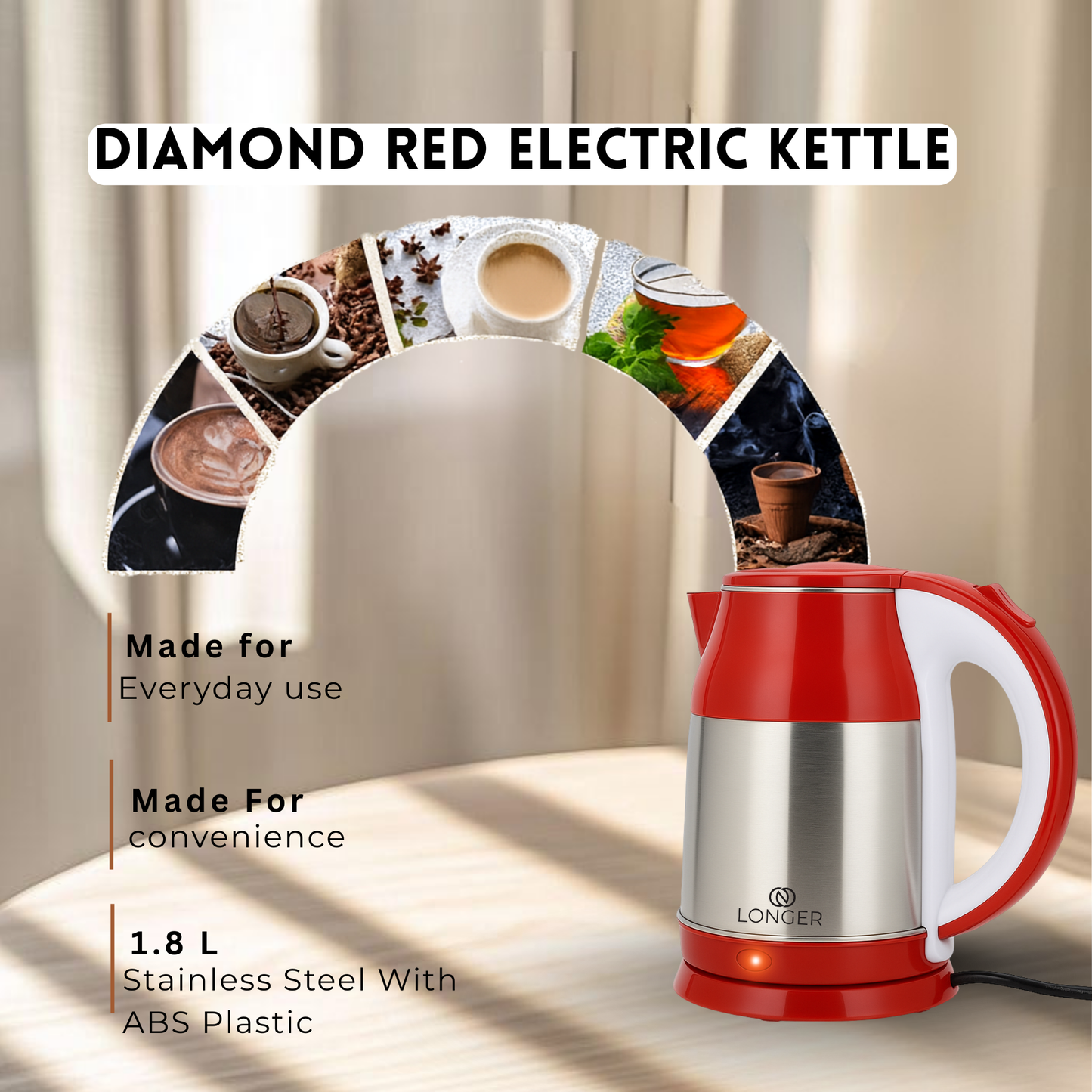 Longer Diamond Electric Kettle