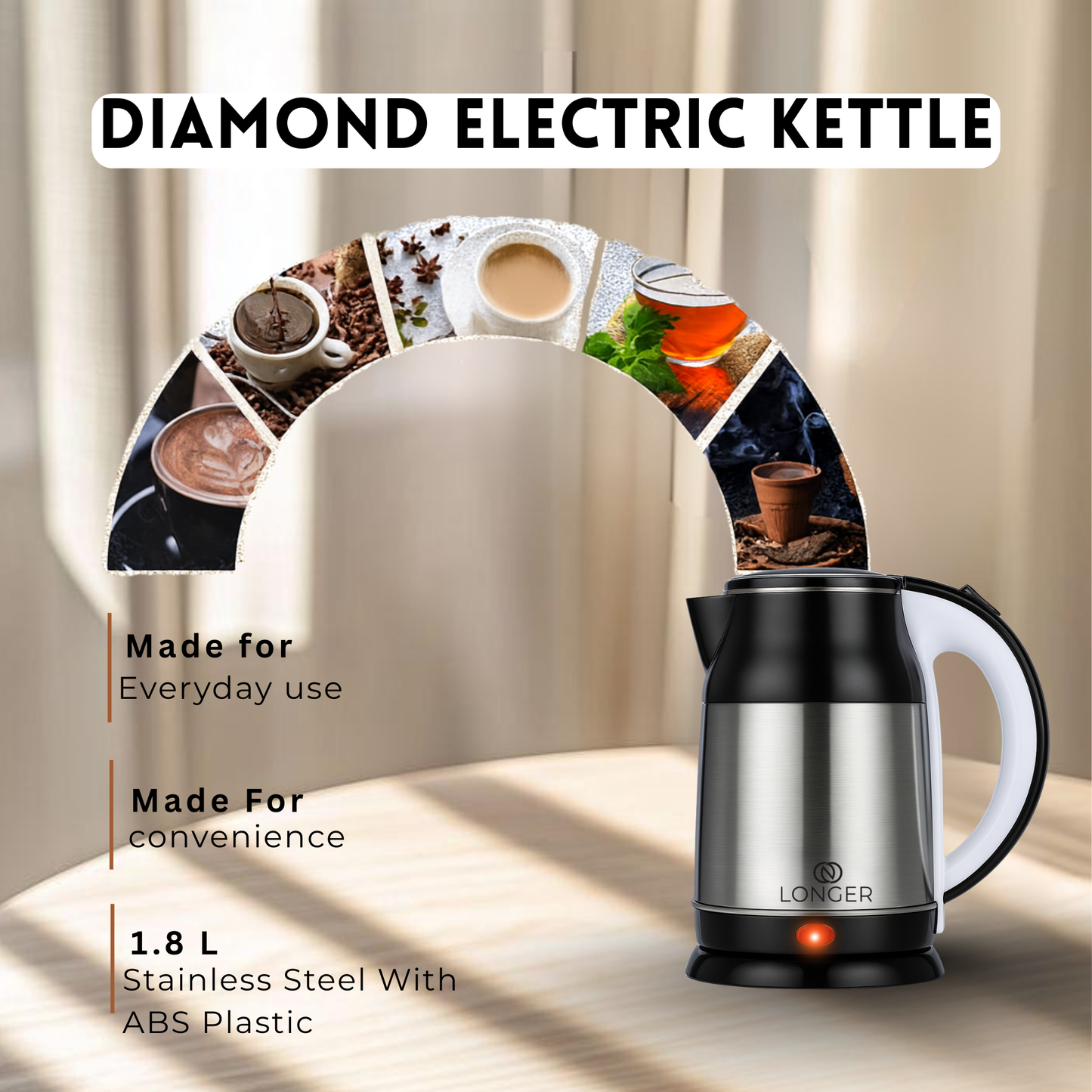 Longer Diamond Electric Kettle